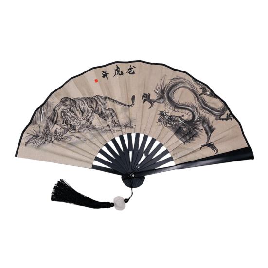 

Складной ручной веер в китайском винтажном стиле, пластиковый двухсторонний веер ханьфу, аксессуары для свадеб, танцевальных вечеринок D