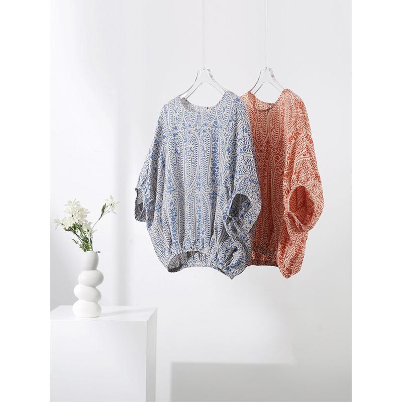 Elegant Blouses Women Vintage Bow Bandage Print Shirts Office Lady Summer Korean Casual Spring