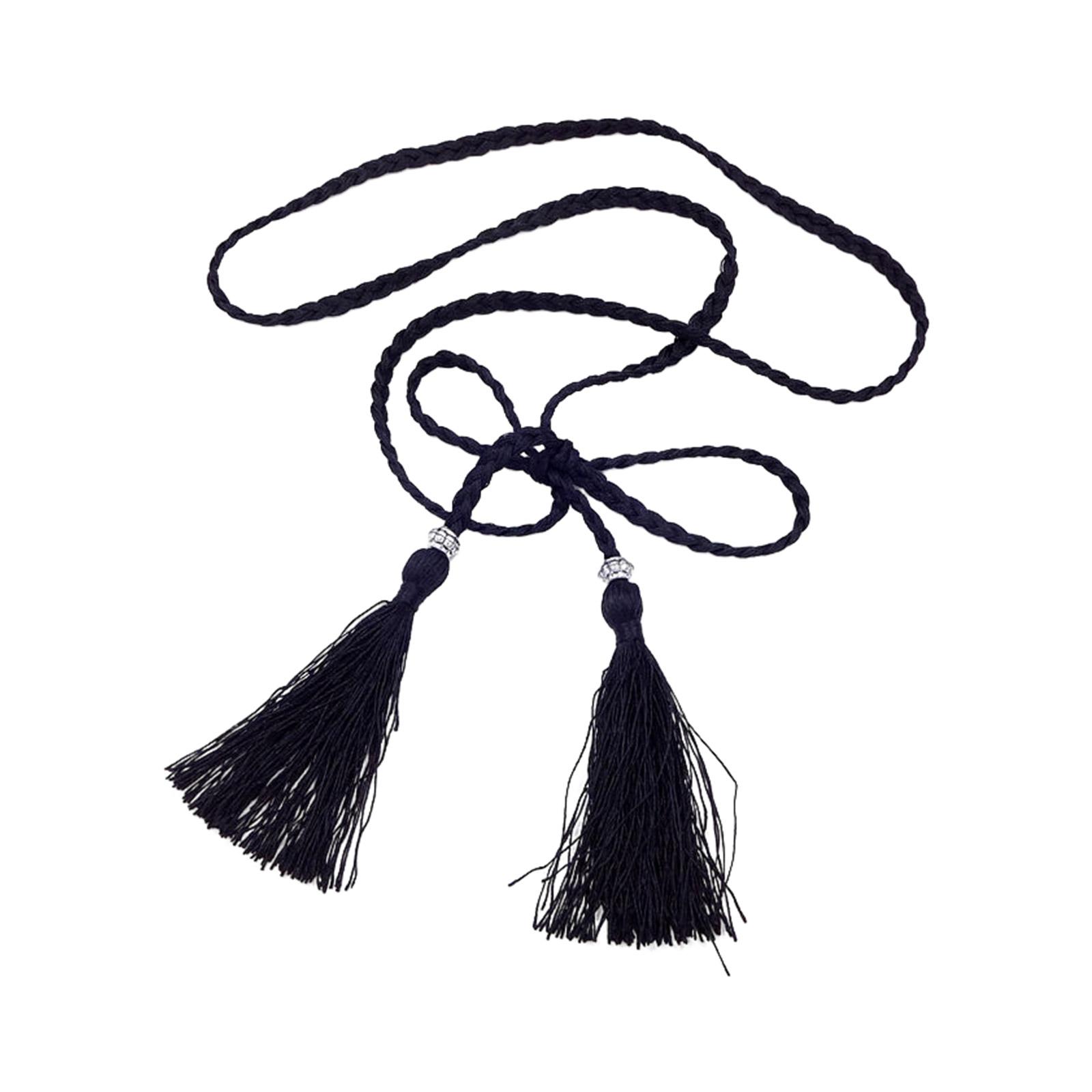 

Традиционные стили Пояс Универсальный Пояс-веревка Женский Узел Регулируемый Пояс для Повседневной или Этнической Одежды чёрный