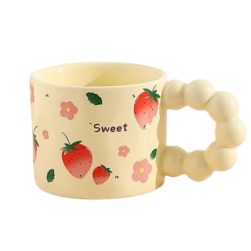 JUSTINLAU Ceramic Mug Valentine's Day Gifts Breakfast Coffee Milk Oat Cup Creative Couple Cup with Handle Home/Office Water Cups