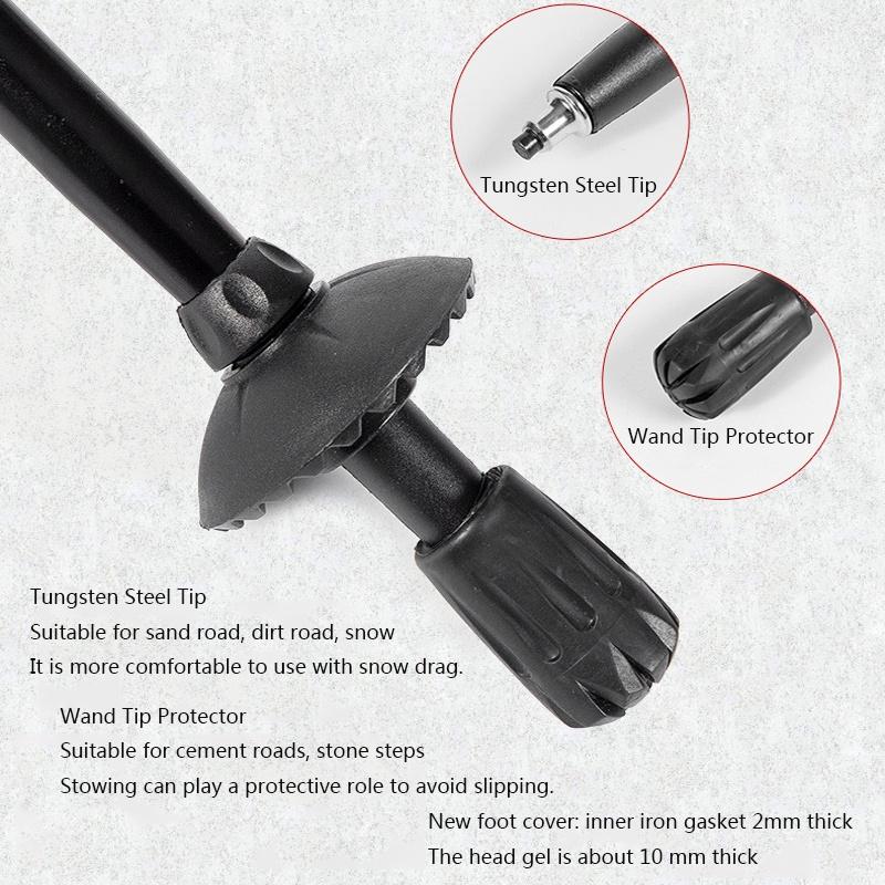 1 stk 5-seksjons utendørs sammenleggbar turstav camping bærbar gåstav for nordisk eldre teleskopisk lett å putte i vesken