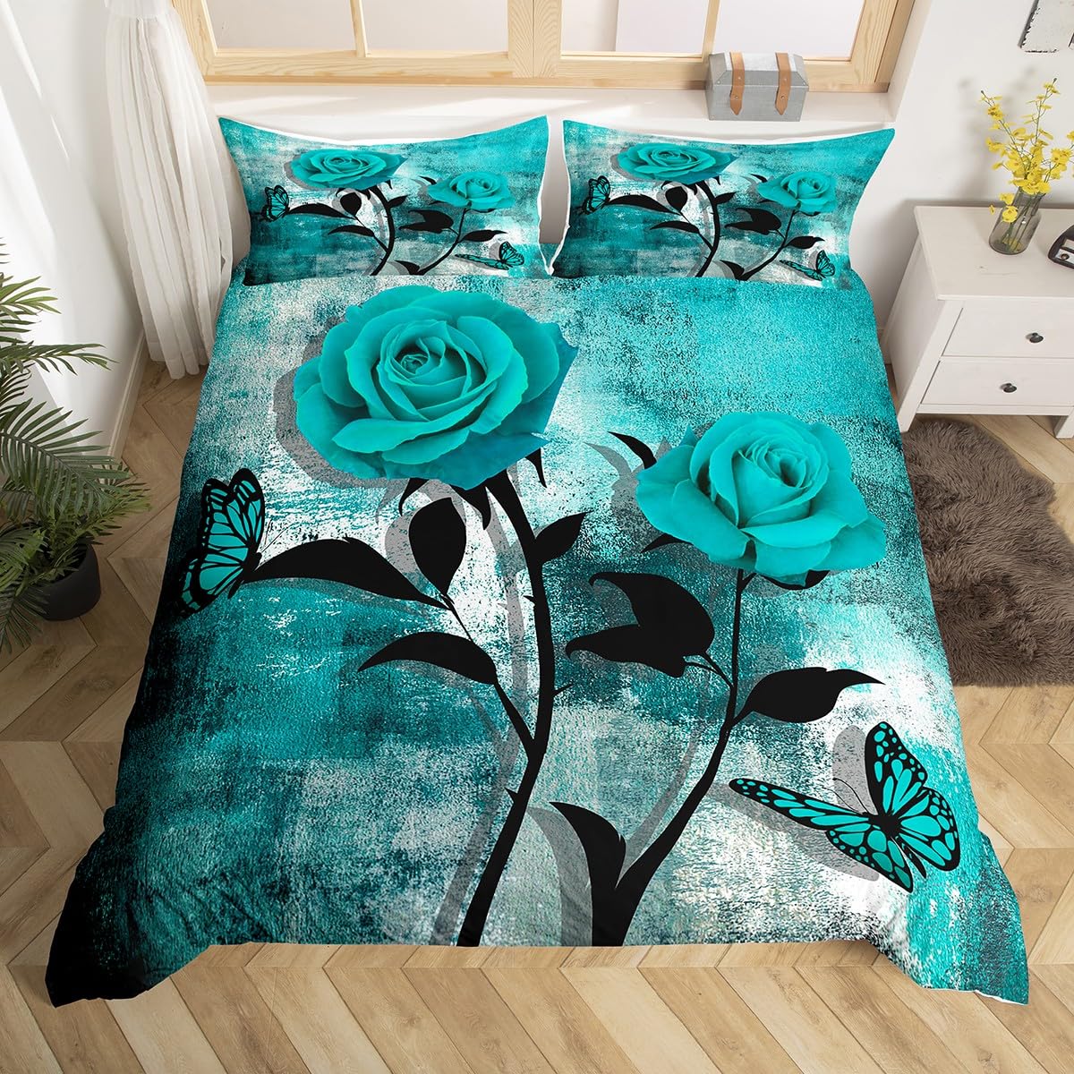 

Comforter Teal Themed S Queen Lightweight Down S Bedroom Decor Watercolor Abstract No Comforter Comforter (quilt)-EU Single(135*200cm)3pcs