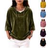 Women's Casual Velvet Hooded Top with Three-Quarter Sleeves Color