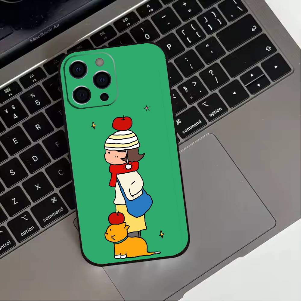 Cute Cartoon Couple Phone Case For iPhone 17,16,15,14,13,12,11 Plus,Pro Max,XS,Soft Silicone Black Cover