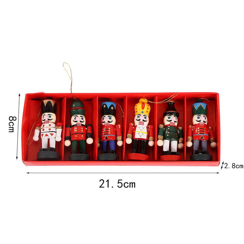 6PCs Christmas DIY Crafts Wooden Unfinished Nutcracker Figurine Unpainted Nutcracker Puppet Walnut Soldier Ornament Unfinished