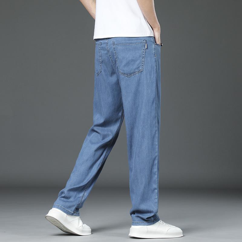 JYL Enlarged jeans men's novel wide straight thin men's trousers
