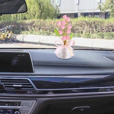 Décoration Florale de Tableau de Bord de Voiture Ornement Floral Artificiel Statue de Bureau Créative pour Chambre de Femme Fille