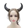 Devil Horn Headband Realistic Bull Horn Costume Accessory Gothic Halloween Dress Up Hair Hoop for Halloween Christmas Party Cosplay Events