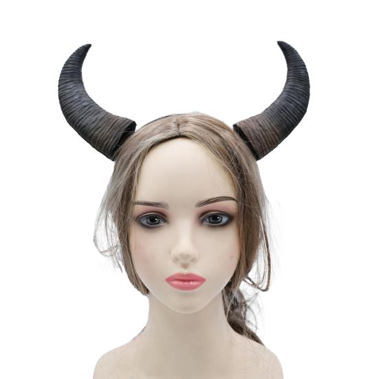 Devil Horn Headband Realistic Bull Horn Costume Accessory Gothic Halloween Dress Up Hair Hoop for Halloween Christmas Party Cosplay Events