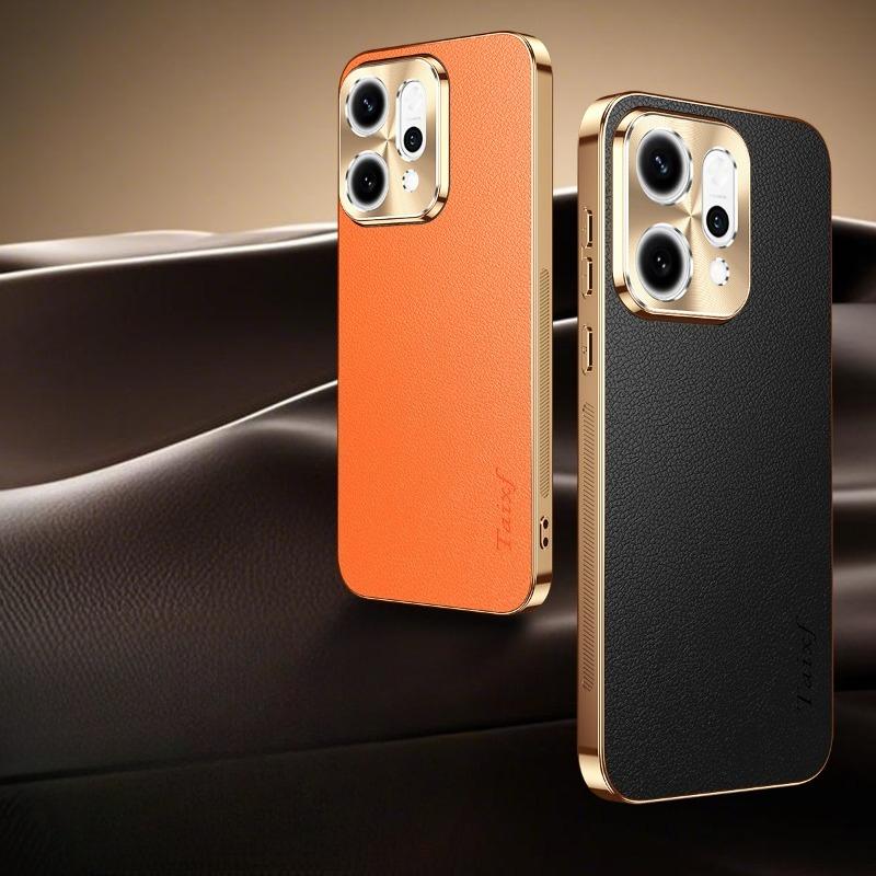 Cover Placcato in Pelle con Motivo Lichee per Oppo Reno 14 13 12 11 10 9 Pro Plus Custodia Protettiva Antiurto Bumper