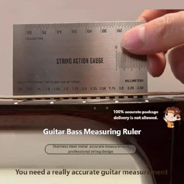Multifunktionales Gitarrensaitenhöhenmessgerät Instrumentenwartungslineal Geeignet für das Üben zu Hause Professionelle Einstellung