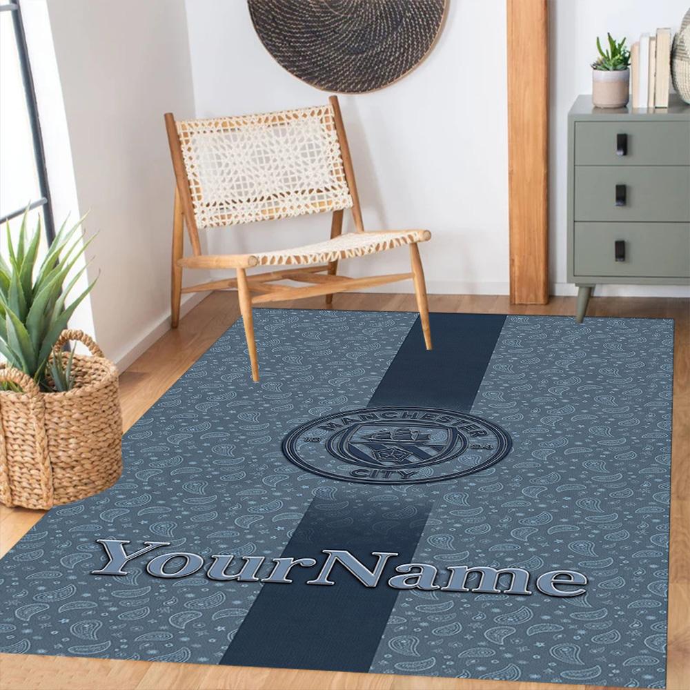 Manchester City Customize Your Name Carpet Design for Dormitory Hallway Study room Balcony Anti-slip Rug Office home decor Gift for Festivals