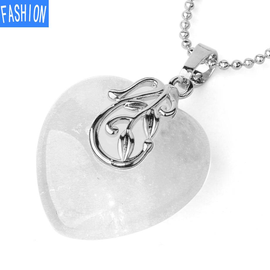 Европейский и американский натуральный хрустальный камень, кулон в форме сердца, простая имитация дуги листа, популярное ожерелье Танабата white crystal