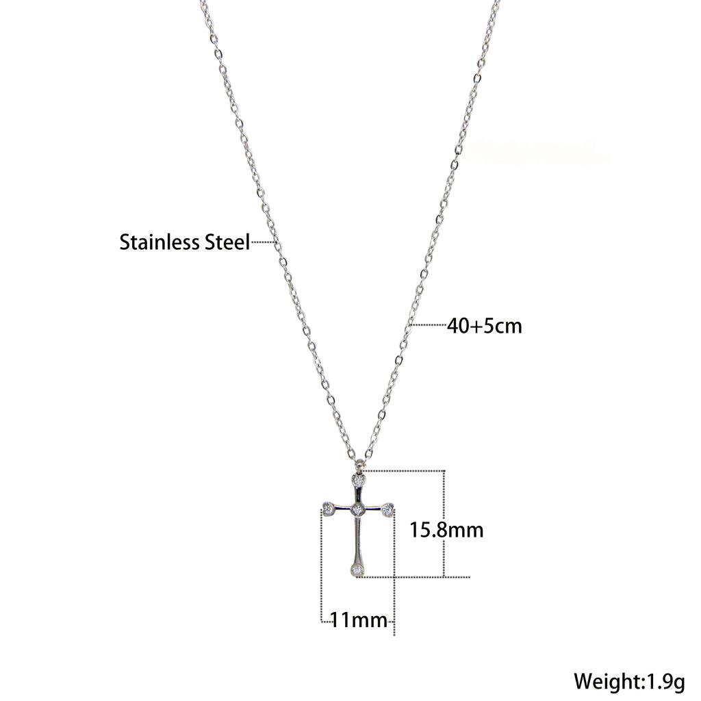 Hot Selling 14K Gold Plated Stainless Steel Necklace Zircon Cross Fashion Jewelry Women Gift Hypoallergenic Durable