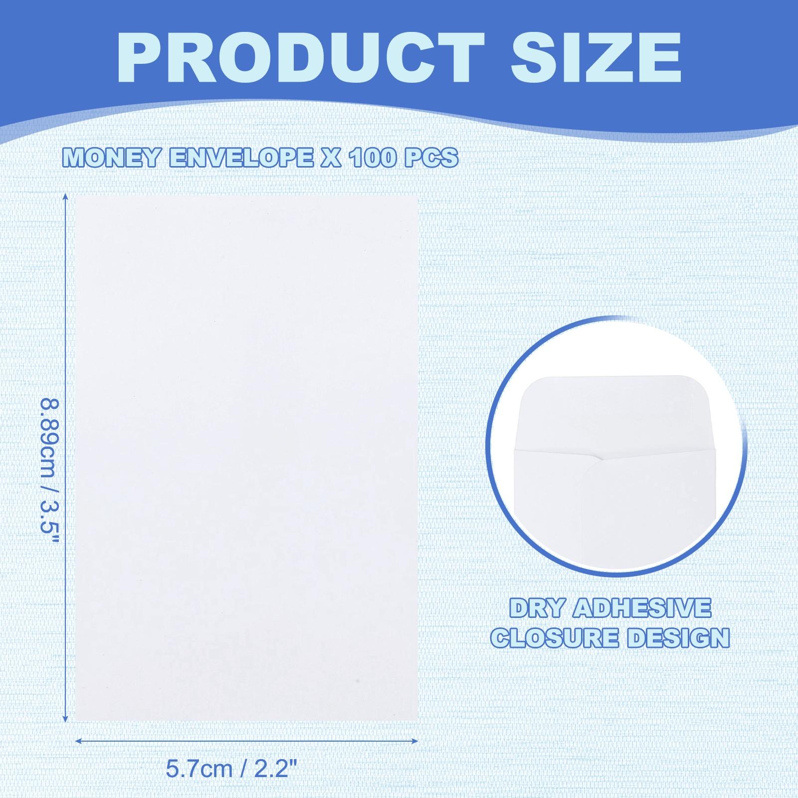 

100Pcs Cash Envelopes 8.89cmx5.7cm Money Envelope Money Holder Bags Budgeting Saving Challenge Letter for Gifts Checks Tickets білий
