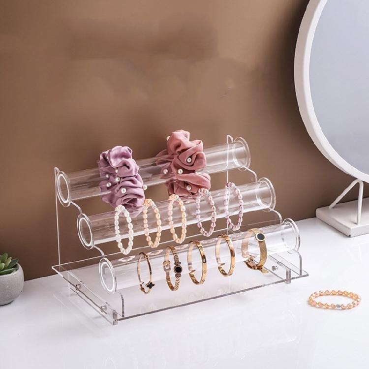 Transparent 3 Levels Acrylic Bracelet and Watch Stand Stylish Timepieces Display Rack Jewelry Organization Supplies
