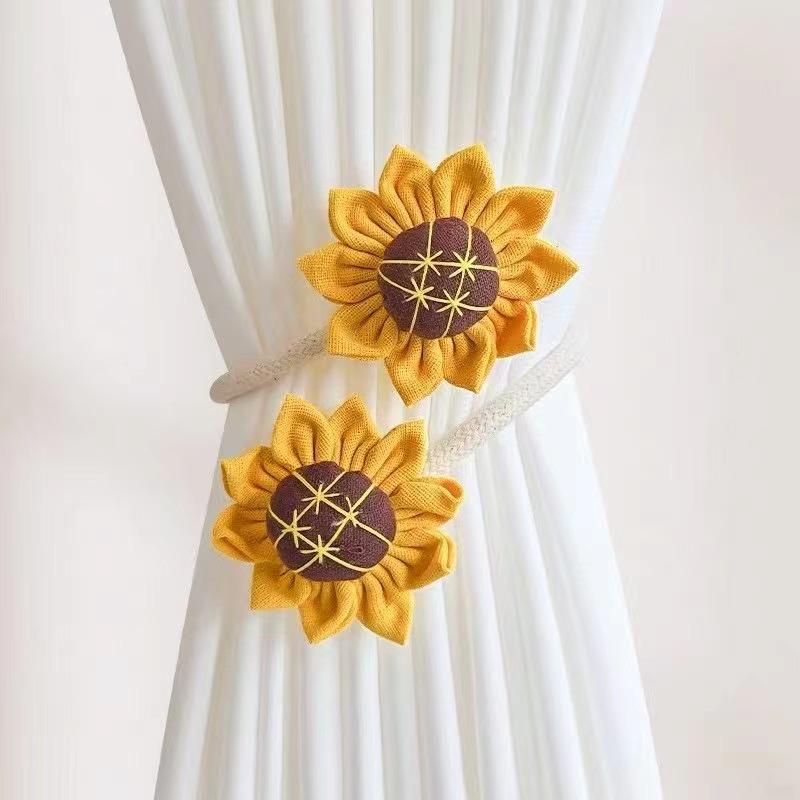 

Handmade Sunflower Modern Minimalist Curtain Holders Buckle Clips Adjustable Stylish Durable for Living Room/Bedroom жёлтый