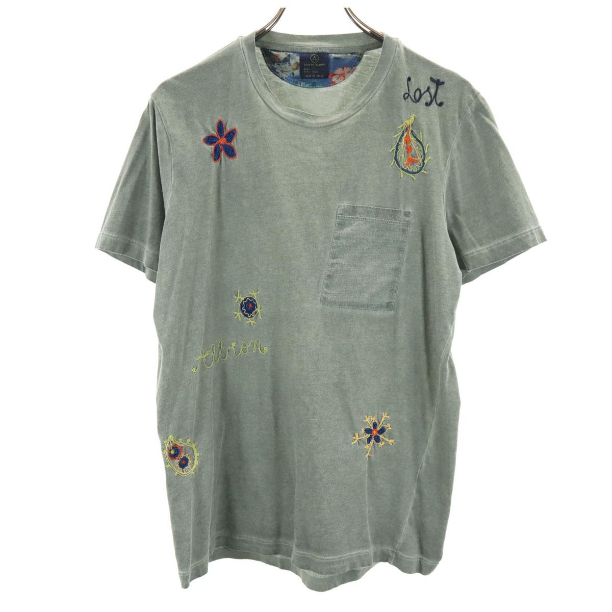 

LOST IN ALBION сделано в Италии Вышивка цветов Футболка с коротким рукавом M Мужская Б/у