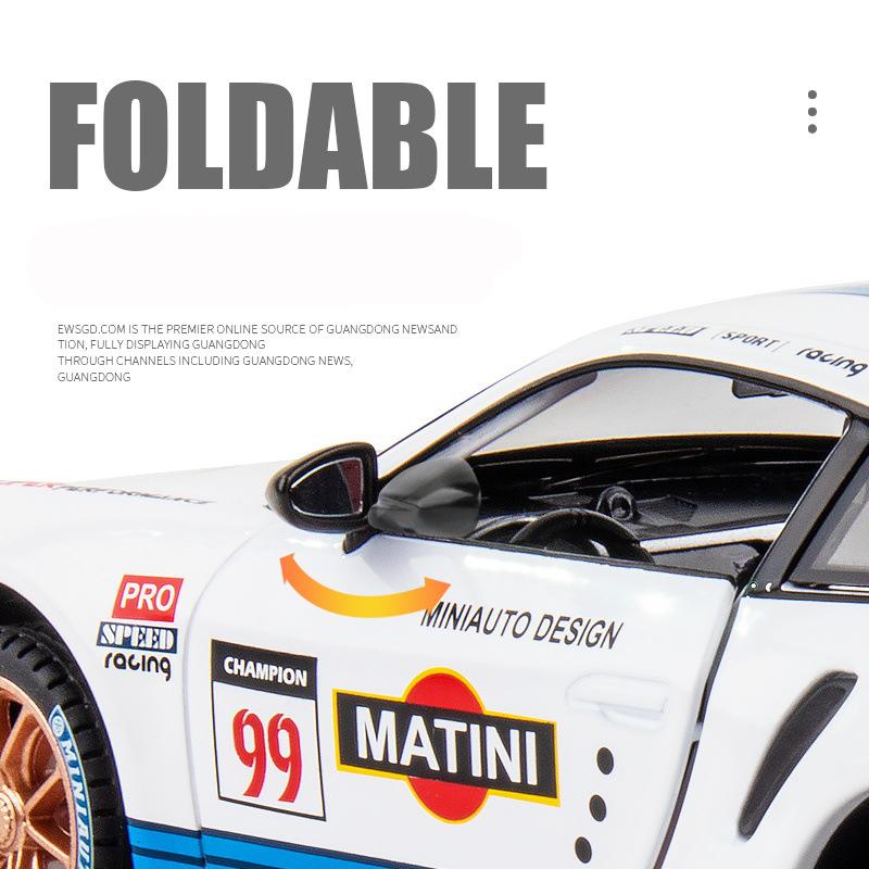 1/24 Porsche 911 GT3 RSR литые игрушечные машинки из металла модель автомобиля звук свет — фото 4