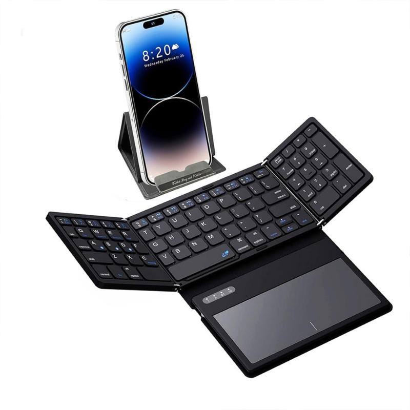 Foldable Keyboard BT3.0 Wireless With Integrated Touchpad And Numpad Long Battery Service For 30Hrs Uninterrupted Work