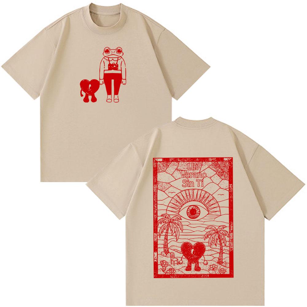 Bad Bunny Un Verano Sin Ti Fashion Print Vintage T Shirt Men Women Oversized Tshirt Casual Cotton Harajuku Streetwear Tshirts
