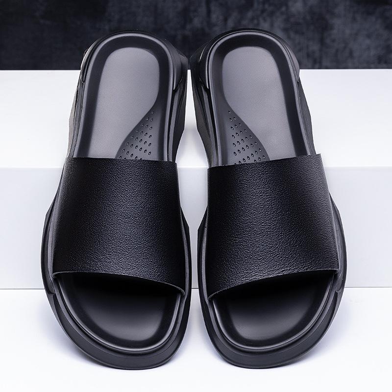 Fashion Brand Men Slippers Genuine Leather Luxury Fashion 2024 New Mens Flat Shoes Casual Non-Slip Summer Flip Flops for Men's Slippers