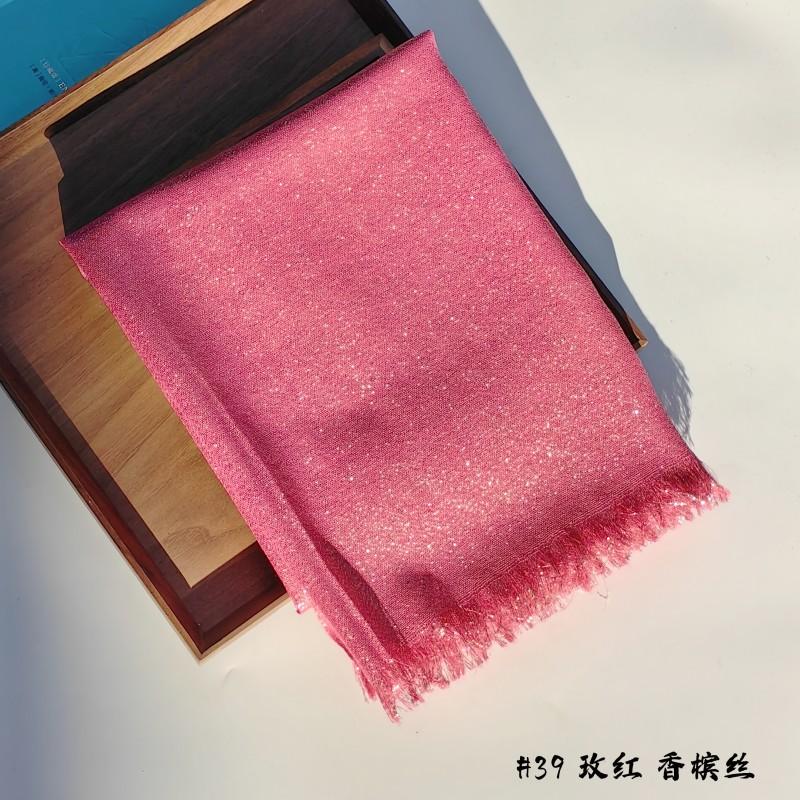 Lastest Brand Design Scarf Shiny Solid Color Shawls Rayon Fabric Gold Silk Silver Wire Head Shawl Fringe Hijab For Women