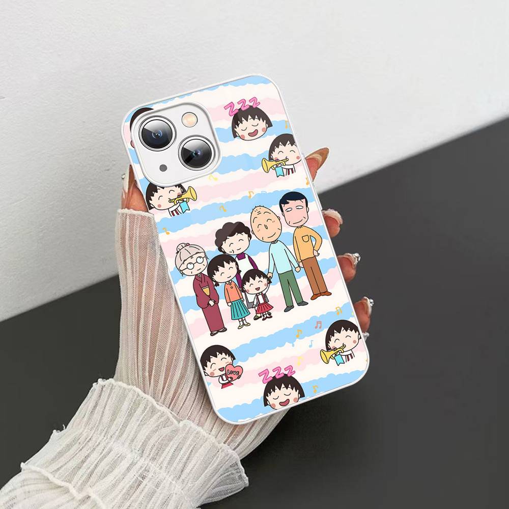 Catoon Chibi M-Maruko ChanS Tempered Glass For Iphone 14 13 12 11 Pro Mini XS MAX 14Plus X XS XR Fundas