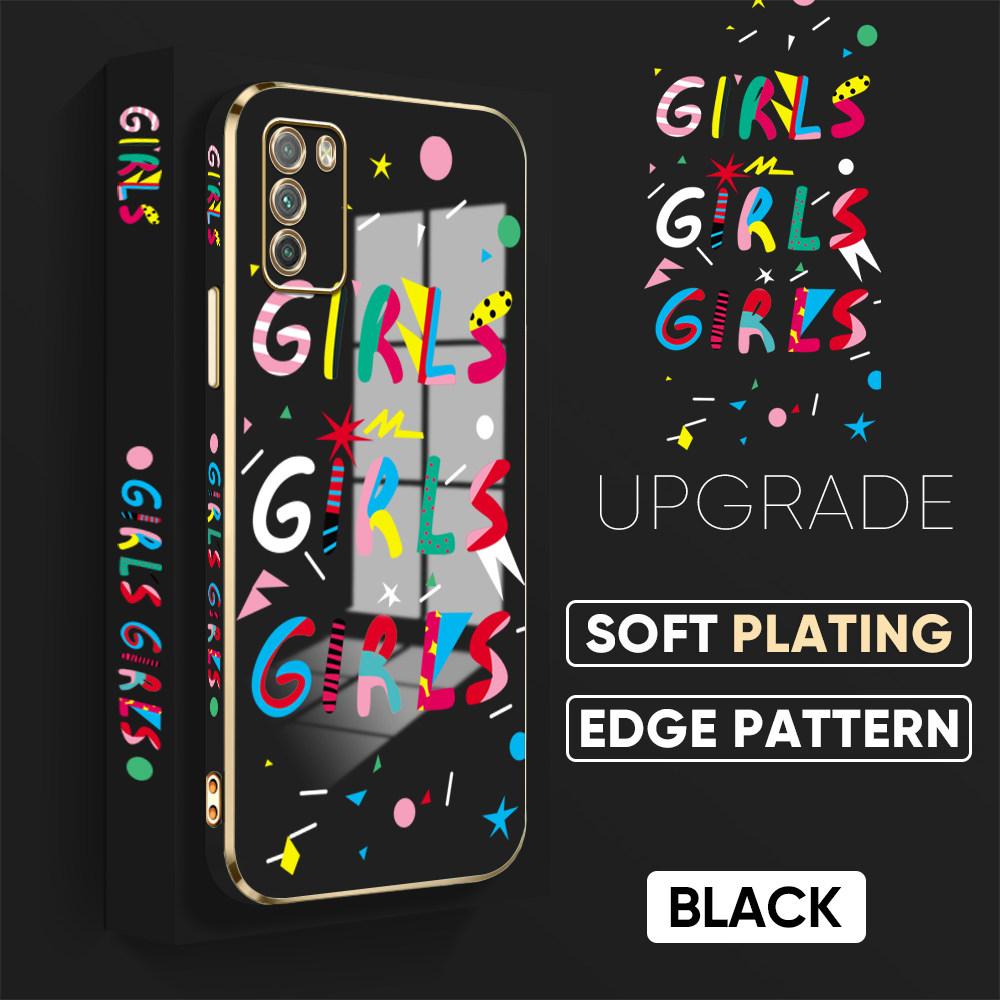 Bunte Druckmuster Quadratisches Randmuster Gehäuse Überzogene Telefonschale Luxus Überzogene Weiche Telefonhülle für Huawei Honor Xiaomi Redmi