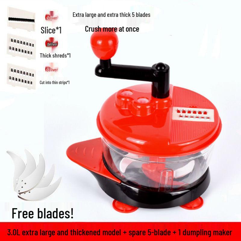 Manual Hand-Crank Meat Grinder & Vegetable Cutter: Kitchen Food Processor for Dumpling Filling & more.