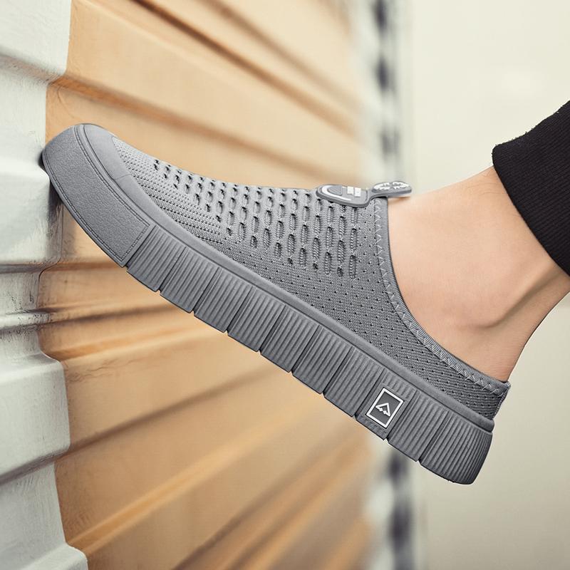 Slip-On Open Back Sandals for Men and Women - Breathable Mesh Summer Slide Shoes with Flat Sole, Lightweight Outdoor Casual Wear
