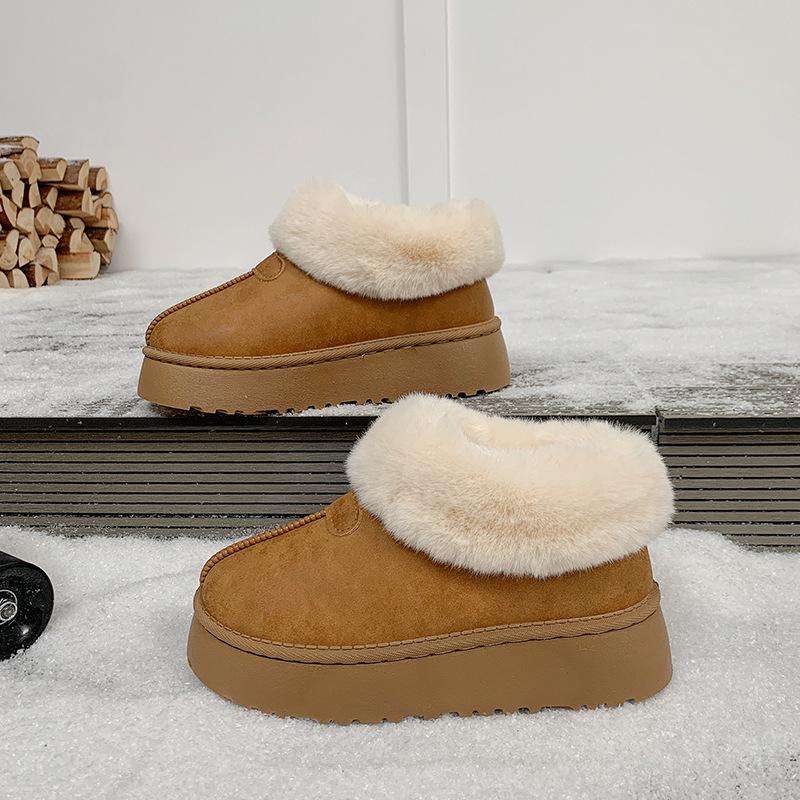 Women's Fur Mouth Large Size Soft Sole Winter Warm Fur Snow Boots Padded Lined Ankle Boots Non-Slip Hiking Casual Sports Cotton Boots