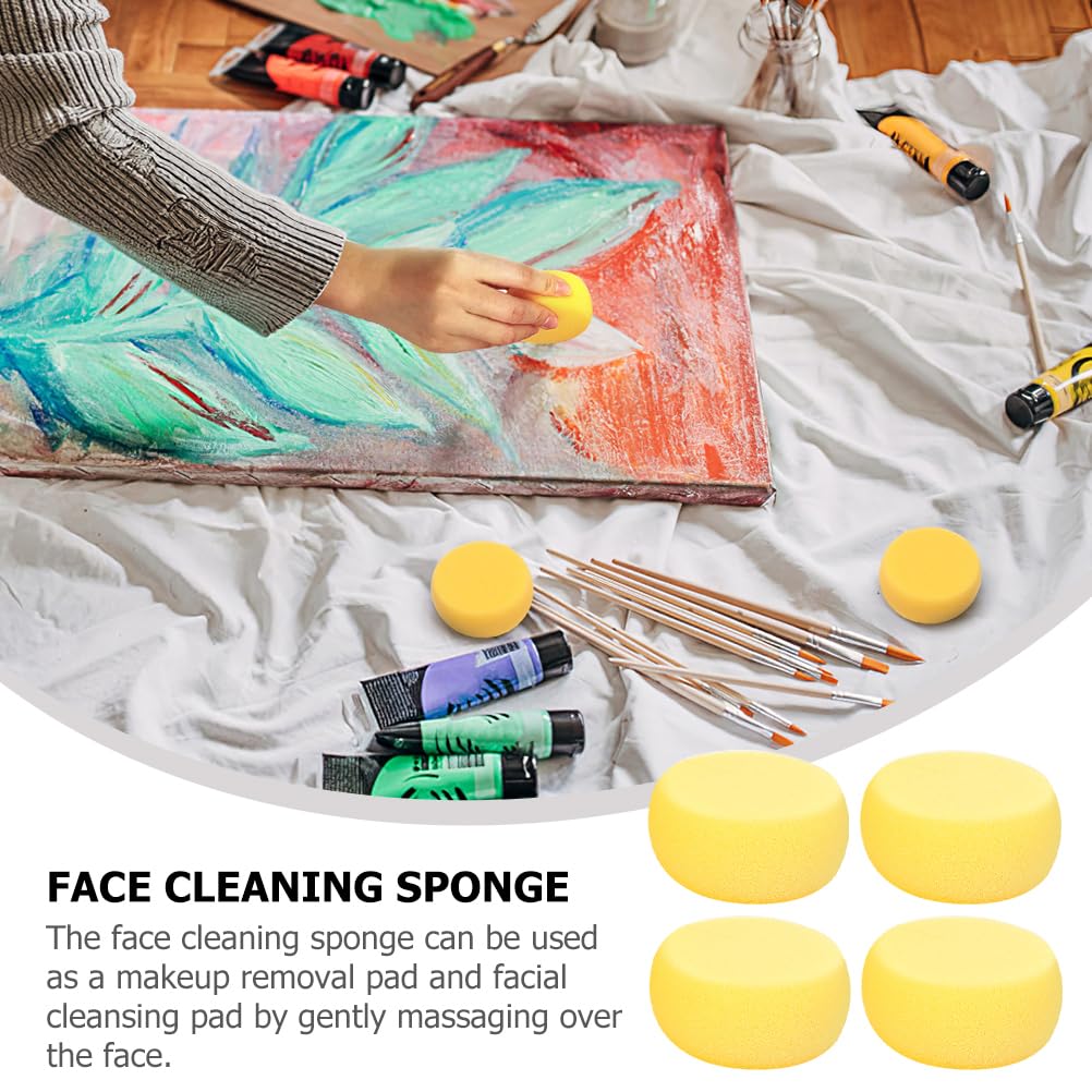 24pcs Yellow Round Cake Sponge 24 Pieces Bath Sponge Round Makeup Sponge Powder Puff Scrubber Oil for Face Circle Sponge Compression Travel Sponge
