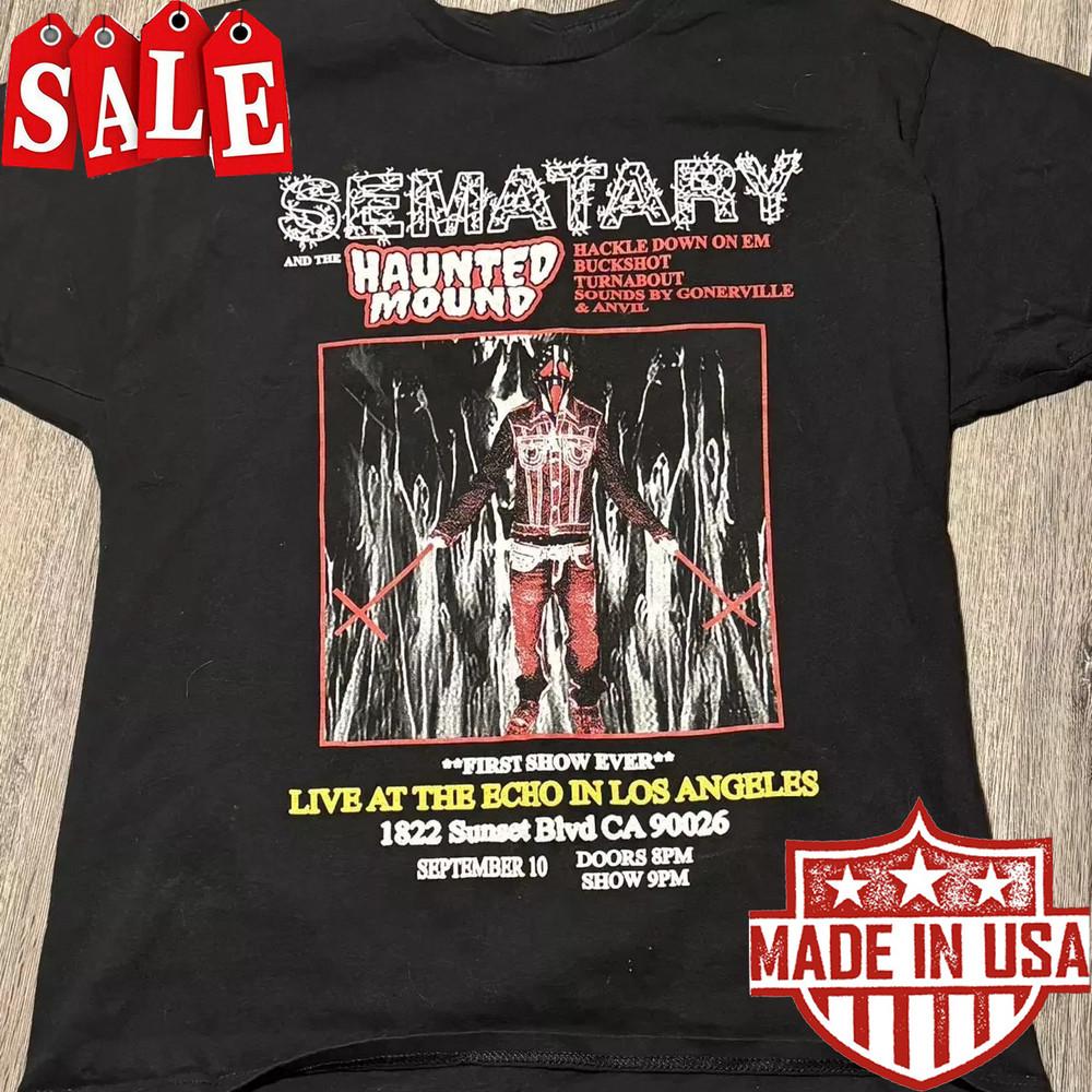 Черная футболка Sematary Хлопок Полный размер Унисекс S-5XL Унисекс Футболка S