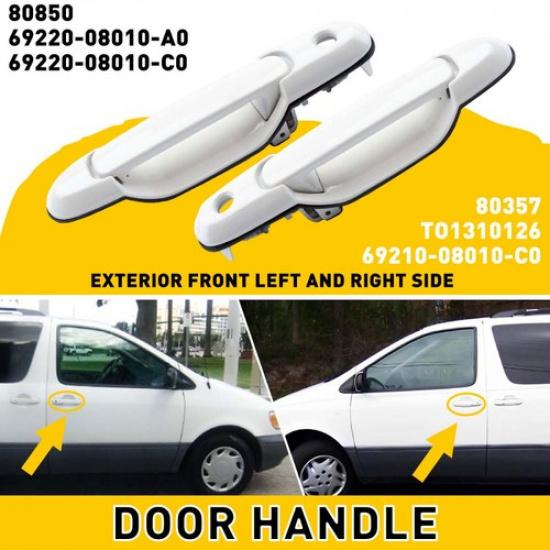 Exterior Handle White Door Front Passenger Driver & For 1998-2003 Sienna Toyota