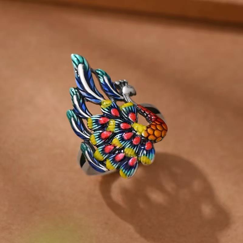 

Кольцо с павлином, регулируемое кольцо, парные украшения Opening Adjustable