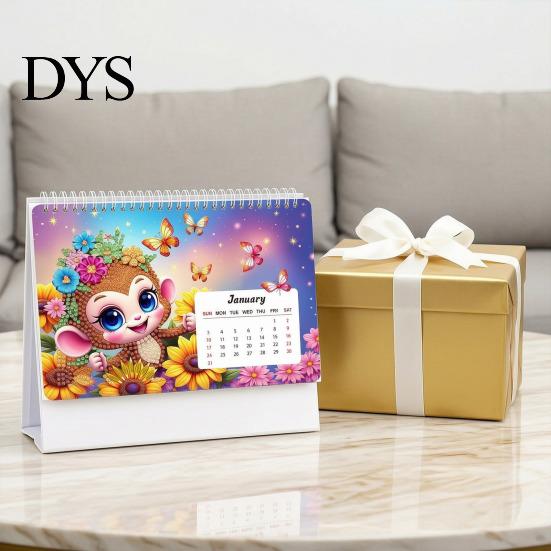 Practical Tabletop Planner Diamond Art Desk Calendar Kit, 2027 Craft 12 Monthly Desktop Organizer from Jan To Dec, DIY for Home Office Decor Kit