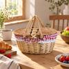 Oval Wicker Basket Compact Storage Hand-Woven Long-Lasting