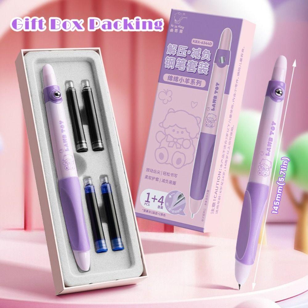 New Cartoon Fountain Pen Replaceable Ink Sac Gel Pen Grip Posture Correction Neutral Pen Replaceable Ink Sac Pens