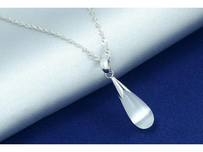 Korean Fashion Imitation Silver Zircon Pendant Necklace for Women