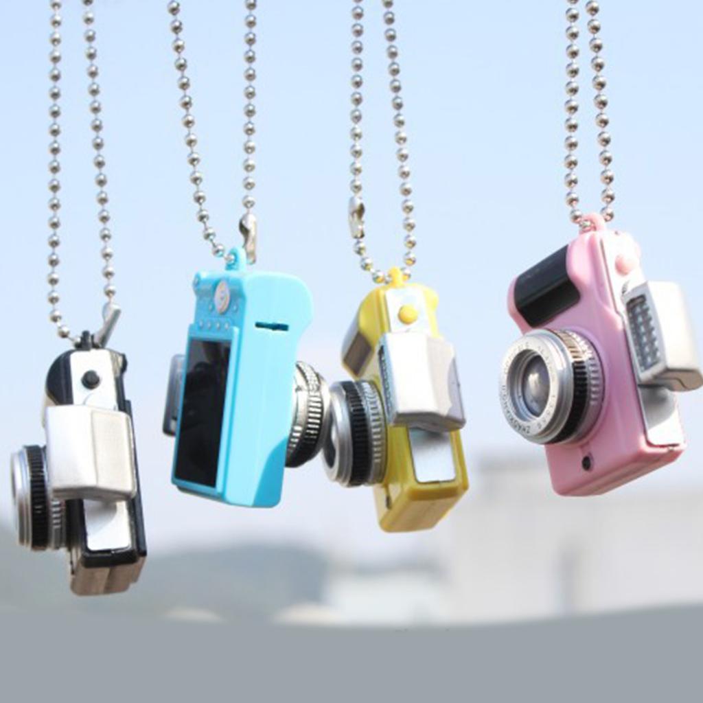 Simulation Camera Keychain with LED Light and Sound 5cm Beaded Chain Pendant for Night Visibility and Interactive Play