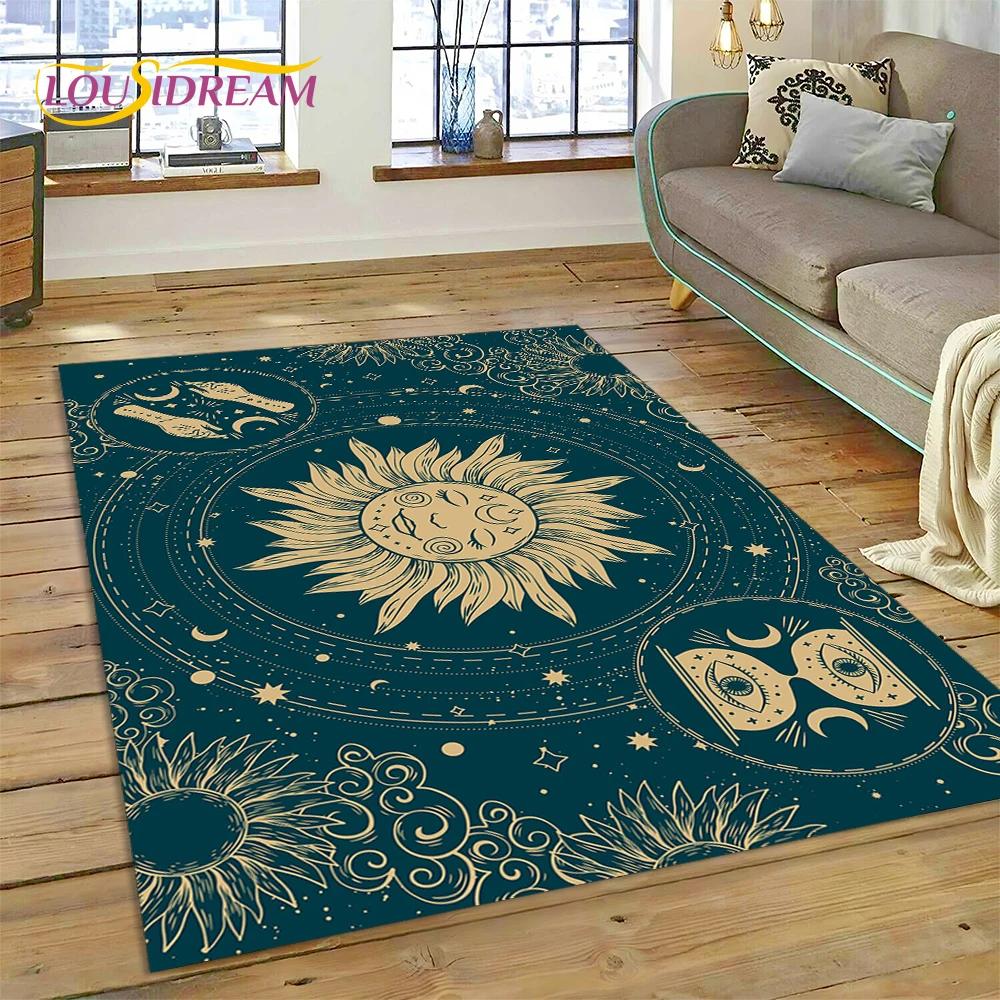 Sun Moon Mandala Magic Witchcraft Tarot Carpet Rug for Home Living Room Bedroom Sofa Doormat Decor,Area Rug Non-slip Floor Mat