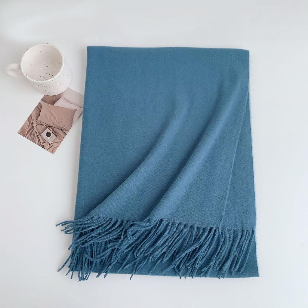 Eșarfă nouă de iarnă 2024, pentru femei, versatilă, imitație de cașmir, îngroșată, caldă, premium, culoare solidă, șal de dimensiuni mari