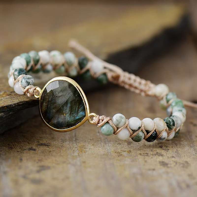 Double row apatite bracelet hand woven adjustable double row bracelet Christmas gift apatite water drop bracelet