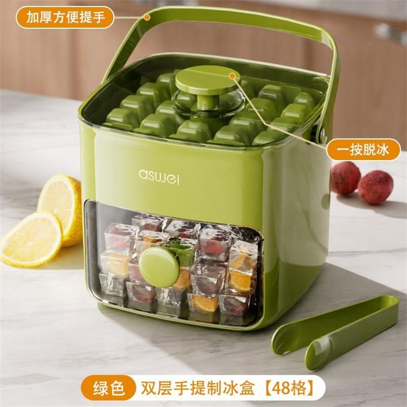 Macchina per Ghiaccio Extra-Large da 48 Cubetti con Vassoio a Doppio Strato Food-Grade a Scorrimento Facilitato per Frigorifero Perfetta per Whiskey e Cocktail