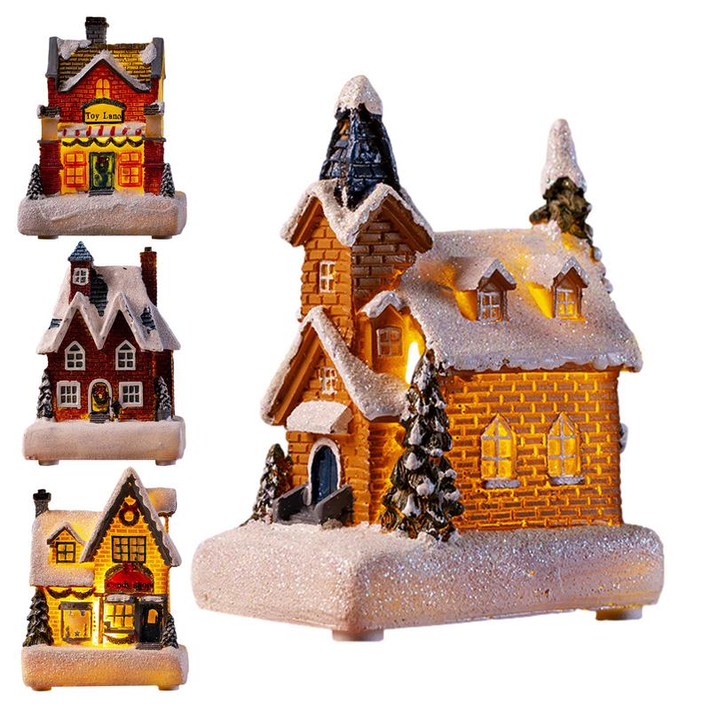 Glowing Christmas Cabin House with Led Lights Christmas Story Village Houses Festival Ornament Christmas Atmospheres Ornament