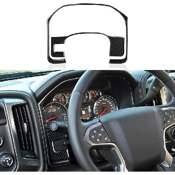 Car Carbon Fiber Decal Center Console Lower Panel Sticker Cover Interior Trim Decal For Chevrolet Silverado/GMC Sierra 1500 2500HD 3500HD 2014-2018