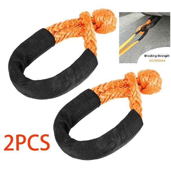2Pcs 1/2  Soft Shackle Rope Synthetic Tow Recovery Strap 38,000LBs WLL7.5Tons