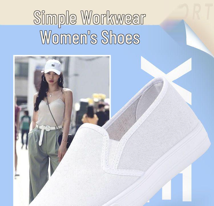 Women's Black Flat Canvas Shoes - Soft Sole, Casual, Morning Exercise Sneakers