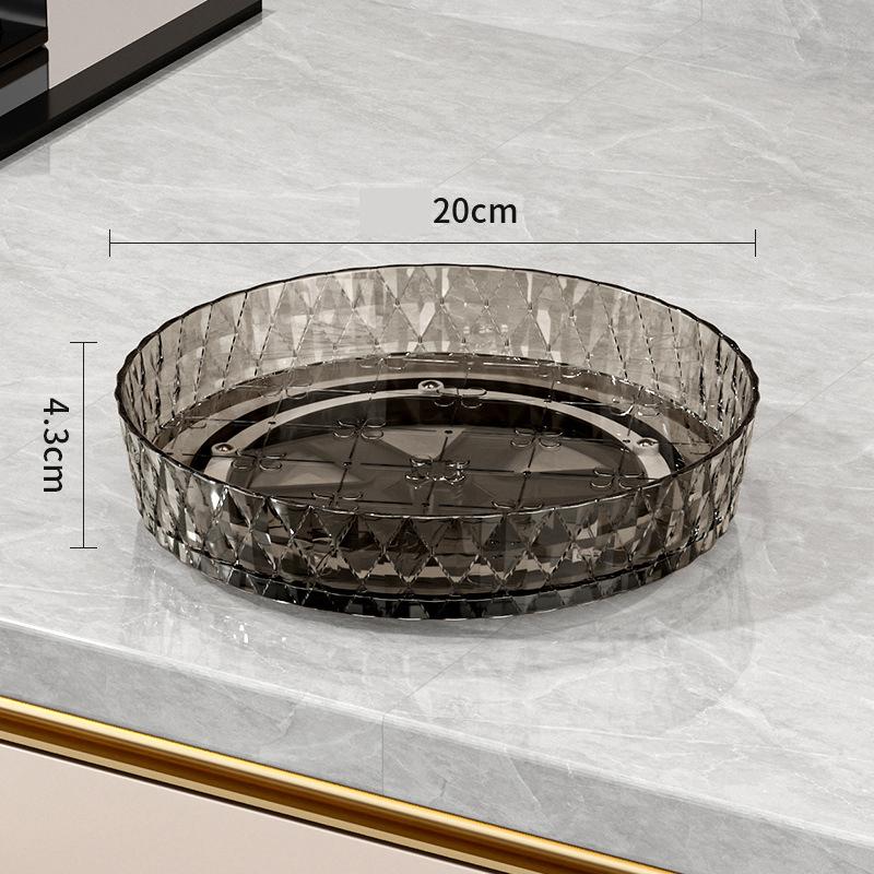 Diamond Texture 360° Rotating Storage Tray, Luxury Transparent Round Desktop Organizer Turntable for Cosmetics & Spice Bottles